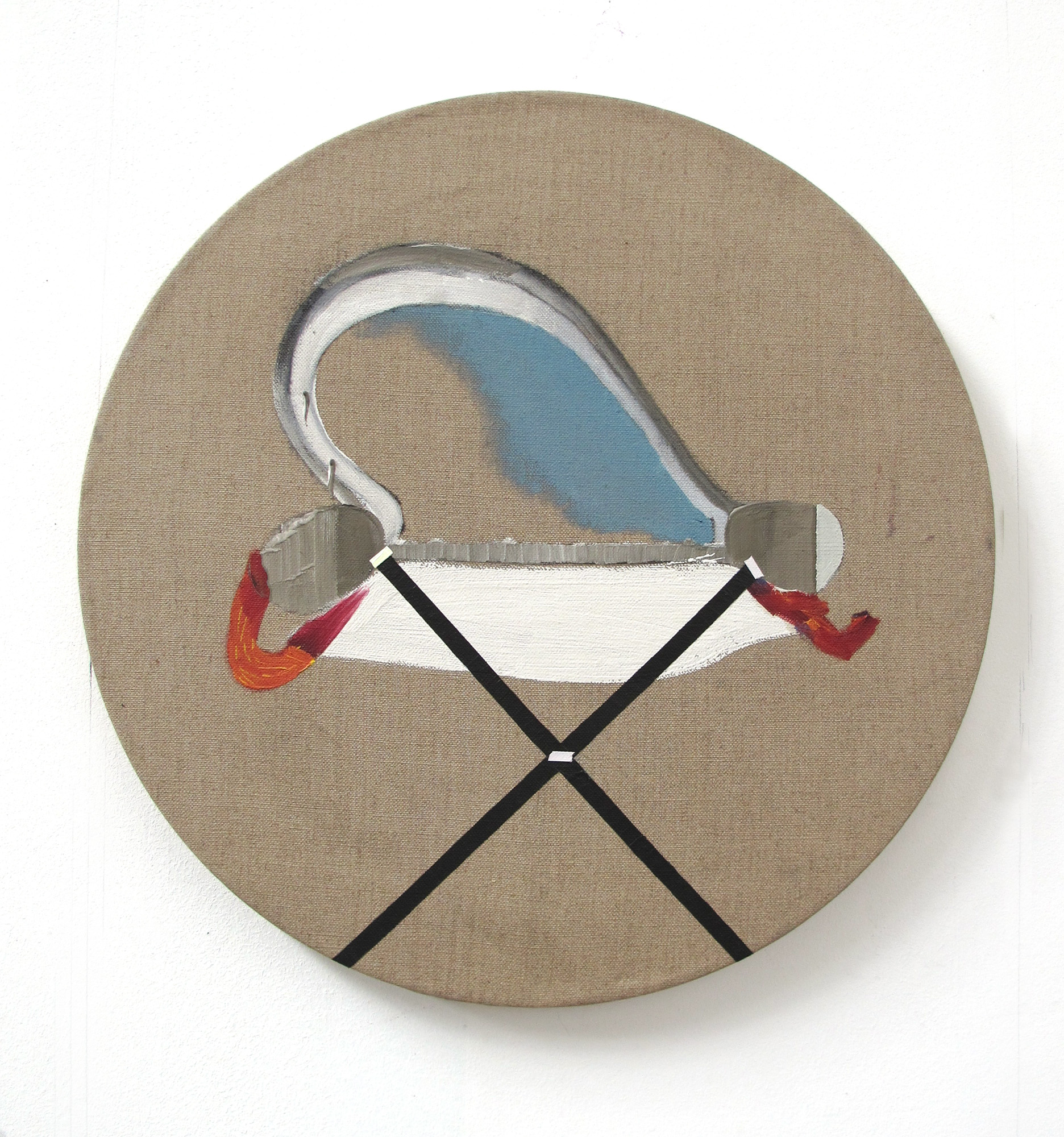 Burbuja Cruzada, 2012, mixed media on canvas, 60 cm. diameter